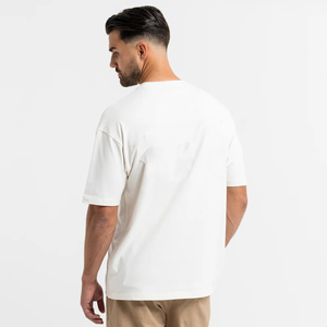 Wholesale Men's <b>Plain</b> <b>White</b> Long Sleeve Knitted T-<b>Shirt</b> Polyester/Cotton Blend High Quality Breathable OEM Customizable 200g - Product Image 3