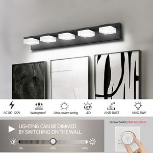 Modern 5-<b>Light</b> <b>Bathroom</b> Vanity LED <b>Light</b> Fixture Black <b>Over</b> <b>Mirror</b> Design with Stylish <b>Bathroom</b> Vanity <b>Lights</b> - Product Image 5