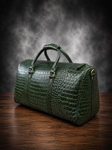 Handmade Genuine Leather Crocodile Embossed <b>Duffel</b> <b>Bag</b> Luxury Weekender Travel <b>Bag</b> Overnight Gym Carry Luggage <b>Bag</b> - Product Image 2