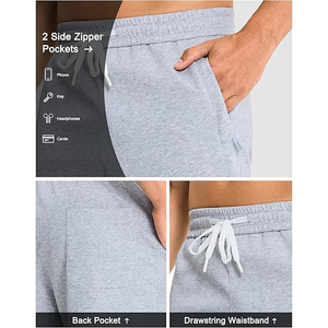Pantalon de survêtement décontracté pour homme en mélange polyester/coton, taille élastique, à lacets, poches latérales, coupe-vent, séchage rapide, léger, pour l'automne - Product Image 4