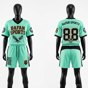 Premium 180 GSM Polyester <b>Mesh</b> Football Jersey And Shorts <b>Set</b> Gold Black Tackle Twill Custom Logo Women's <b>Sets</b> - Product Image 4