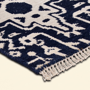Tapis tribal en laine noire et ivoire tufté à la main, antidérapant, à motif géométrique répétitif, pour salon, chambre et hôtel - Product Image 6