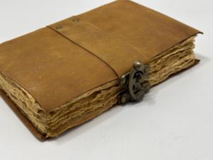 Handmade Leather Journals with Deckle Edge Paper, Rustic Vintage Cover, Antique Lock, Artisan Bound <b>Travel</b> Writing Notebook Gift - Product Image 3