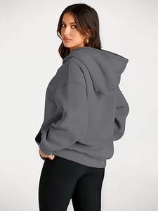 Sudadera informal extragrande con capucha para mujer, forrada, de manga larga, a rayas, de algodón, tela no tejida, transpirable, antipilling - Product Image 4