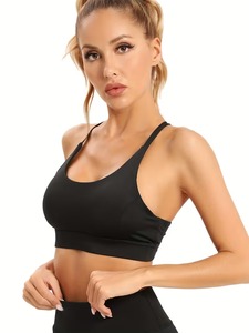 Ladies Smooth Knit Fitness Crop Top Open Ventilation Back Gymwear <b>Underbust</b> Band Dance Bralet Compression Exercise Clothing - Product Image 3