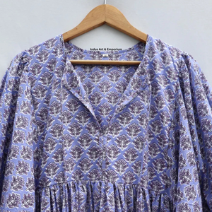 Beautiful floral Cotton Block Printed dress Dress For Casual wear Hand Block Printed Dress - Product Image 3