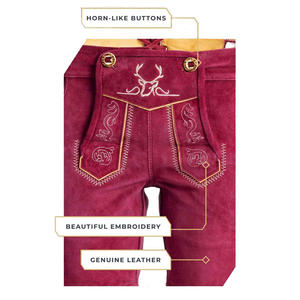 Shorts en Lederhosen bavarois pour femmes, en velours rouge brodé, costume traditionnel d'Oktoberfest, taille haute, shorts courts - Product Image 6