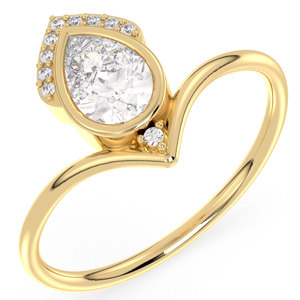 Bague de fiançailles REYES minimaliste en argent sterling 925 plaqué or jaune 14 carats, sertie d'un moissanite taille poire de 0,67 carat, pour elle. - Product Image 2