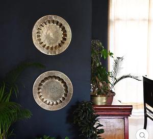Handmade Metal Wall <b>Decor</b> <b>Plates</b> With Oriental Carved Design Bohemian Style For Home <b>Decorating</b> - Product Image 1