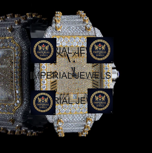 Reloj de Lujo Iced Moissanite Imperial Jewels con Esfera de 18 mm, Caja de Acero Inoxidable, Unisex, Movimiento de Cuarzo VVS VS, Correa de Aleación, GPS, Fecha Automática - Product Image 1