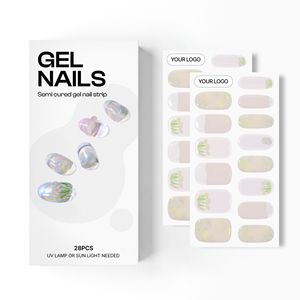 สติ๊กเกอร์ติดเล็บเจลกึ่งสำเร็จรูปคุณภาพระดับซาลอนเกาหลี 100% สำหรับทำเล็บมือ วีแกน ปราศจากการทดลองกับสัตว์ ปลอดสารพิษ ขายส่ง 28 ชิ้น - Product Image 1