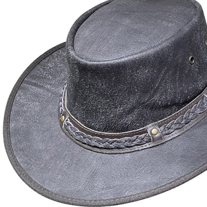 Chapeaux de cowboy pour femmes, protection solaire, large bord, chapeau western, bande tressée, clous en nickel, résistant aux intempéries, chapeaux en cuir tendance pour femmes - Product Image 4