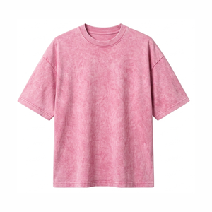 Camisetas de Verano de Algodón con Hombros Caídos y Lavado Ácido Personalizado, Camisetas Oversize de Manga Corta con Efecto Ácido - ¡Las Más Vendidas! - Product Image 1