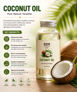 Aceite de coco prensado en frío 100% puro y natural para el cuidado del cabello y masajes, para todo tipo de piel, de KDM Enterprises - Product Image 6