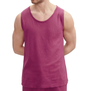OEM Service Knitted Breathable Polyester/Cotton Sporty Men Tank <b>Top</b> with Customizable Options High Quality <b>Low</b> Price - Product Image 1