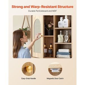 Ripiano regolabile bagno pensile 5 livelli di altezza gabinetto armadietto dei medicinali appeso a parete scaffali organizzatore - Product Image 5