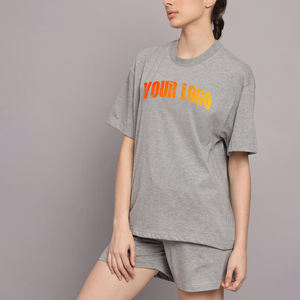 Soldes d'été : Ensemble 2 pièces tricoté 100 % coton pour femme – T-shirt col rond et short taille élastique, coupe classique, style urbain - Product Image 1