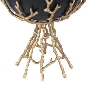 Luxury Black Hammered Pedestal Bowl Handcrafted Metal Branch Centerpiece Elegant Silver <b>Twig</b> Footed Fruit Bowl for Hotel & Home - Product Image 4
