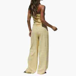 Women Striped Knitted Two Piece Set Sleeveless Top Full Length <b>Pants</b> Casual Spring Summer Loose Fit Breathable Cotton Spandex - Product Image 2