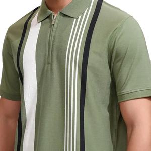 Summer New British Men's Customizable Cotton Fleece for Shirt Zipper Design Short Sleeve Solid Pattern Quick Dry Breathable - Product Image 5