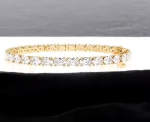 Customized Shape Moissanite Diamond Tennis Bracelet Bezel Setting 18K Yellow Gold Diamond Bracelet for Both <b>Men</b> and Women - Product Image 2