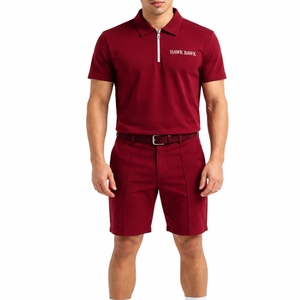 Ensemble polo et short de golf décontracté pour homme, vêtements d'été, fermeture éclair, respirant, séchage rapide, extensible dans quatre directions, uniforme de golf - Product Image 1
