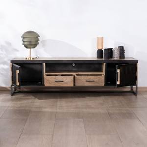 Mueble para TV Vandana Silver Matter Large de 180 cm en metal estriado y madera de mango Kazag - Product Image 3