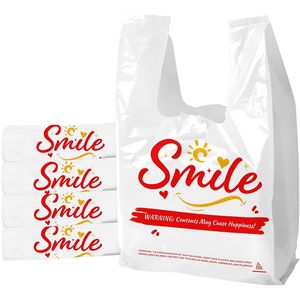 Confezione da 300 Sacchetti di Plastica Bianchi con Manici a T-Shirt, 11.5"x6.5"x21", Alternativa Divertente alle Buste 'Grazie' per lo Shopping - Product Image 2