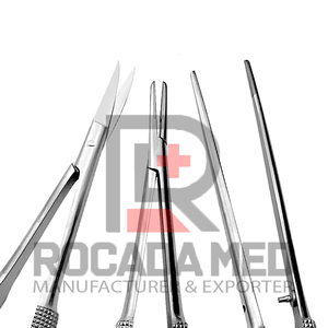 Ensemble de 3 ciseaux de micro-chirurgie Castroviejo, porte-aiguilles, pinces en acier inoxydable |   Instruments microchirurgicaux - Product Image 3