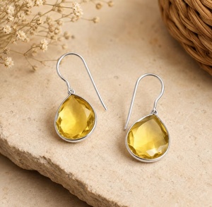 Wholesale Supplier Oxidized Silver Vintage Trendy Brass Bezel Setting Lovers Shape Monalisa Women's Party Gift Drop <b>Earrings</b> - Product Image 6