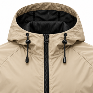 Veste coupe-vent kaki à capuche pour homme, légère, imperméable, zippée, résistante au vent - Product Image 3