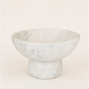 Bol décoratif vintage en marbre blanc naturel, bol à fruits moderne sur piédestal en pierre, bol centre de table en marbre pour la décoration de table - Product Image 1