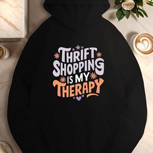 Women's Casual Hooded Knitted Printed 100% <b>Polyester</b> <b>Hoodies</b> - Product Image 4