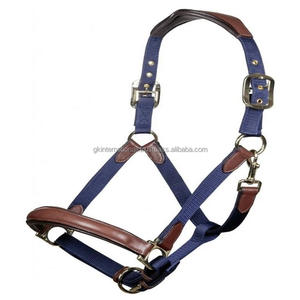 Licou de cheval en nylon de luxe, fait à la main, personnalisé, cuir marron, durable, avec finition en laiton, 10 pièces - Product Image 2