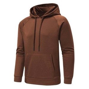Sweat-shirt à capuche uni pour homme, manches raglan, pull décontracté avec poche avant, coupe classique, en coton tricoté, pour l'automne - Product Image 1