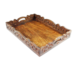 Plateau de service rectangulaire en bois Amaze avec motif floral jaune, design moderne, durable, idéal pour les cadeaux, ensemble de plateaux de service en bois - Product Image 5