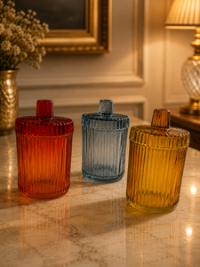 Round Glass <b>Candle</b> Jars With Lid <b>Red</b> Blue Home Decoration Artistic Design - Product Image 5