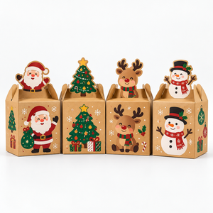 Merry <b>Christmas</b> Candy Treat Cookie Recyclable Foldable Kraft Paper <b>Boxes</b> Food Packaging Holiday Decoration Supplies - Product Image 5