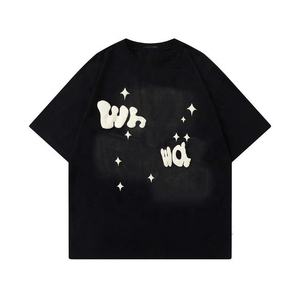 Camiseta de punto de algodón de 300GSM de gran tamaño con estampado de dibujos animados para hombre, estilo hip hop, streetwear, corte holgado, cuello redondo, impresión DTG personalizada - Product Image 2