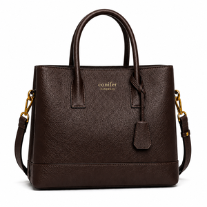 Bolso Tote de Cuero Genuino para Mujer, Color Sólido, Gran Capacidad, Bolso de Hombro para Oficina, Cadenas, Bordado, Lona, Casual para Todas las Temporadas - Product Image 1