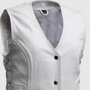 Chaleco de cuero negro para motocicleta para hombre, diseño único personalizado, talla grande, chaleco de cuero para venta en línea - Product Image 6