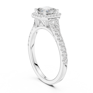 Anillo de Compromiso con Diamante Cultivado en Laboratorio, Corte Asscher, Brillante, Elaborado en Oro Blanco de 14k, Certificado GRA, Calidad Fina, con Acentos Laterales - Product Image 2