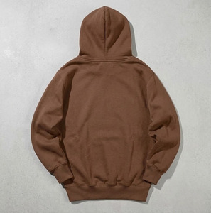 Sweat-shirt à capuche en coton marron pour homme, coupe classique, molletonné, décontracté, pull d'automne avec poche avant - Product Image 2