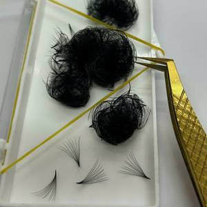 Extensions de cils synthétiques préfabriquées faites à la main de haute qualité, volume 10D/14D/16D/20D, naturelles, longues, super noires, base fine mate - Product Image 4