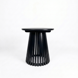 Modern <b>Round</b> Outdoor Coffee <b>Table</b> Black Teak Water Resistant Minimalist Design Durable Solid Frame Accent <b>Table</b> for Terrace Use - Product Image 2
