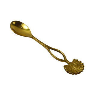 Cucharas Creativas de Latón Dorado para Postre y Té con Diseño Floral en el Mango, Acabado Mate, Aptas para Lavavajillas, para Bodas y Uso en la Cocina - Product Image 1