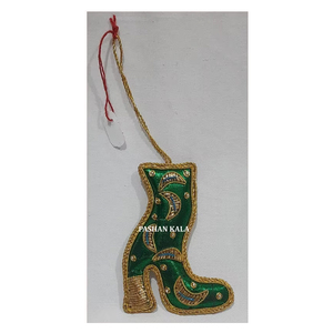 New Zari Embroidery Christmas Tree Hanging Ornaments Handmade Fabric Material Multiple Shape Used For Festival Party Decorations - Product Image 2