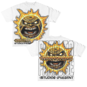 T-shirt homme streetwear à imprimé graphique de dessin animé, col rond, coupe oversize, en coton, avec logo personnalisé, design Brand Studios, pour la vente en gros aux États-Unis - Product Image 3