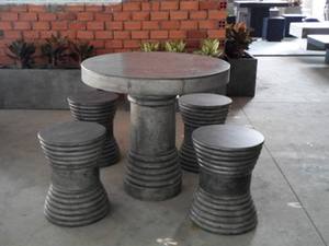 Juego de Mesa de Comedor de Concreto Celeste de Estilo Moderno, Ligero, Duradero, Impermeable, No Plegable, para Uso en Interiores y Exteriores, VIETCRAFTCHAIN - Product Image 3