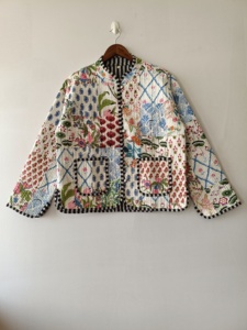 Handmade <b>Patchwork</b> Cotton Kantha <b>Jacket</b>: Reversible Boho Coat - Product Image 1